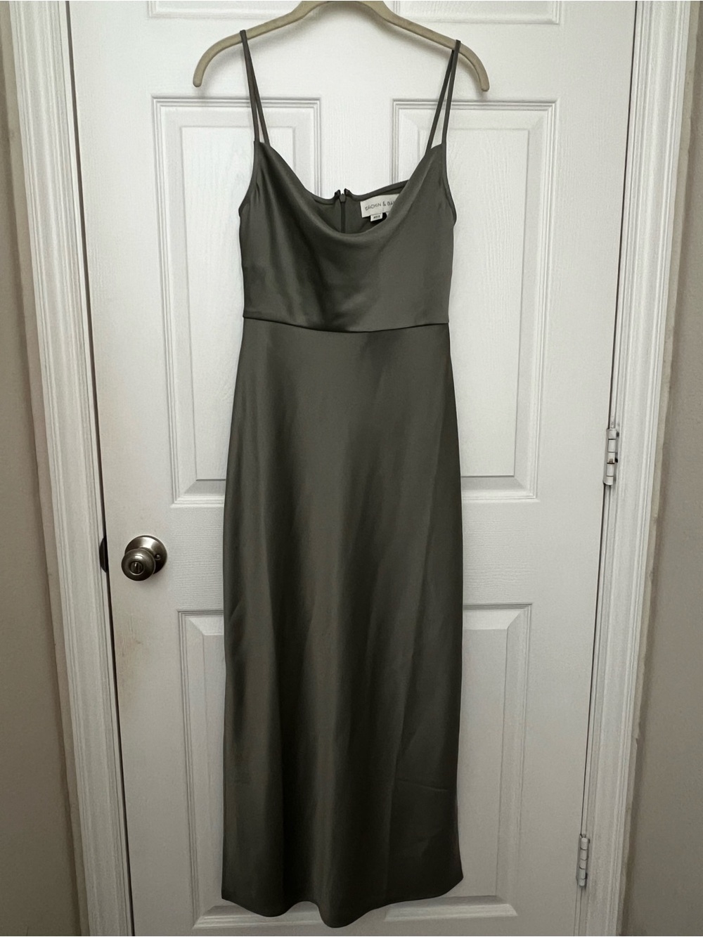 Sachin + Babi Olive Green Satin Slip Maxi Dress